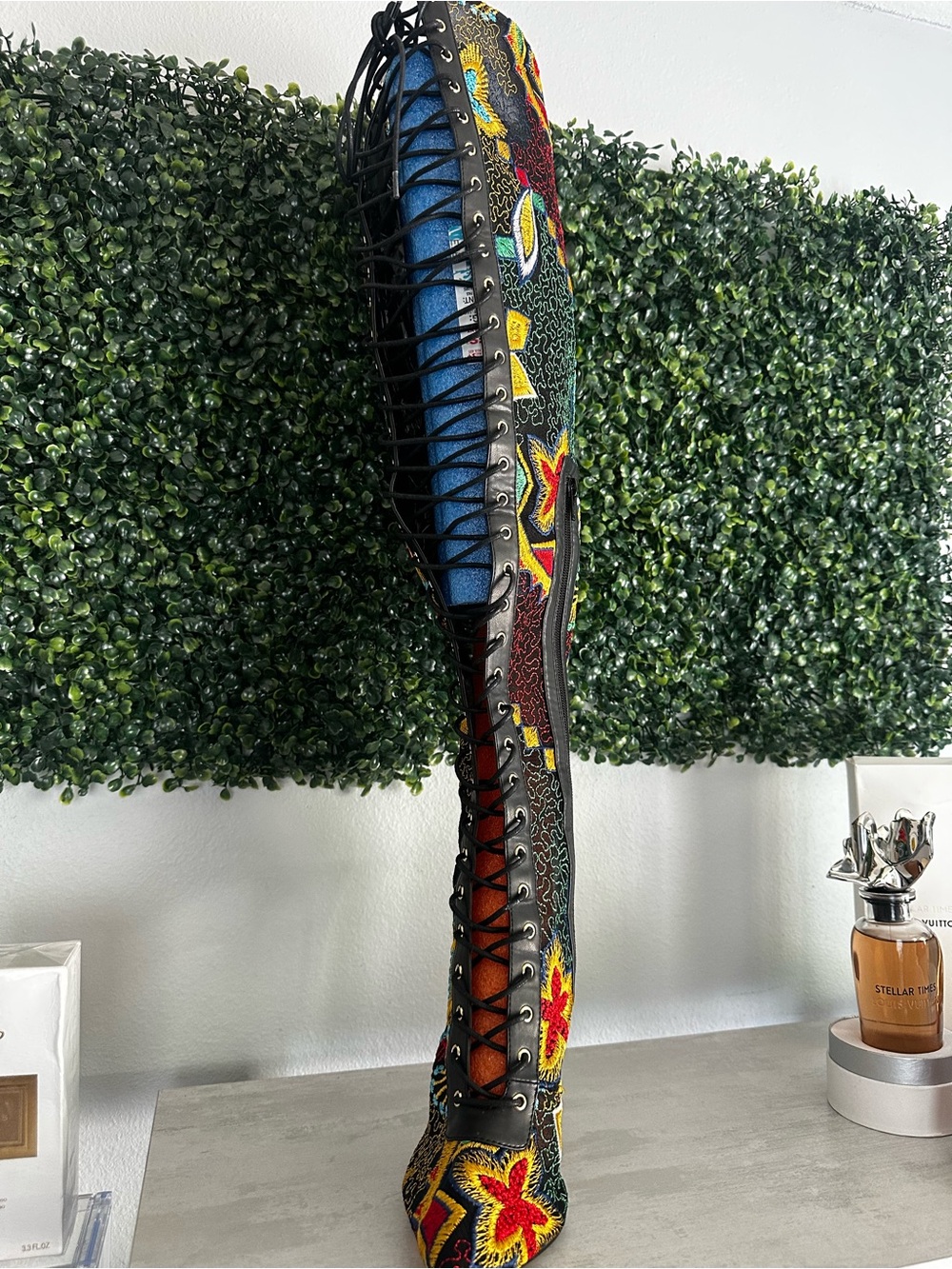 Privileged Multicolor Lace-Up Over-the-Knee Boots